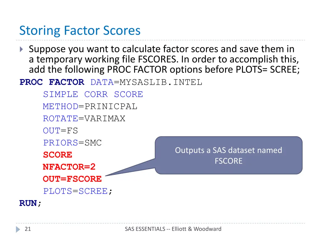 storing factor scores