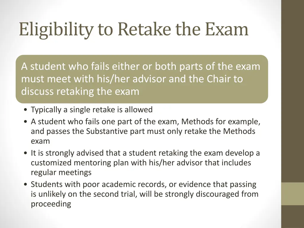 eligibility to retake the exam