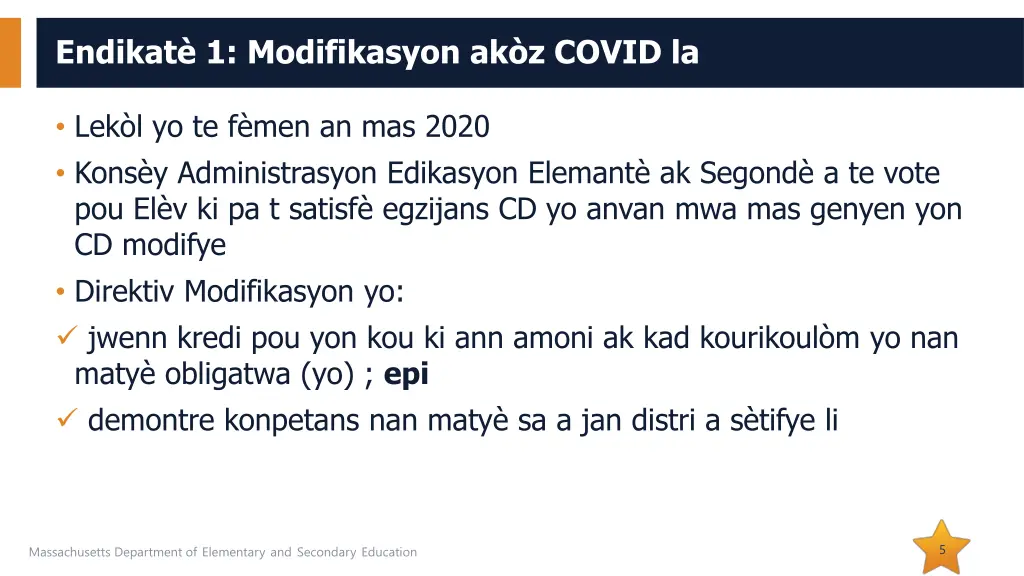 endikat 1 modifikasyon ak z covid la