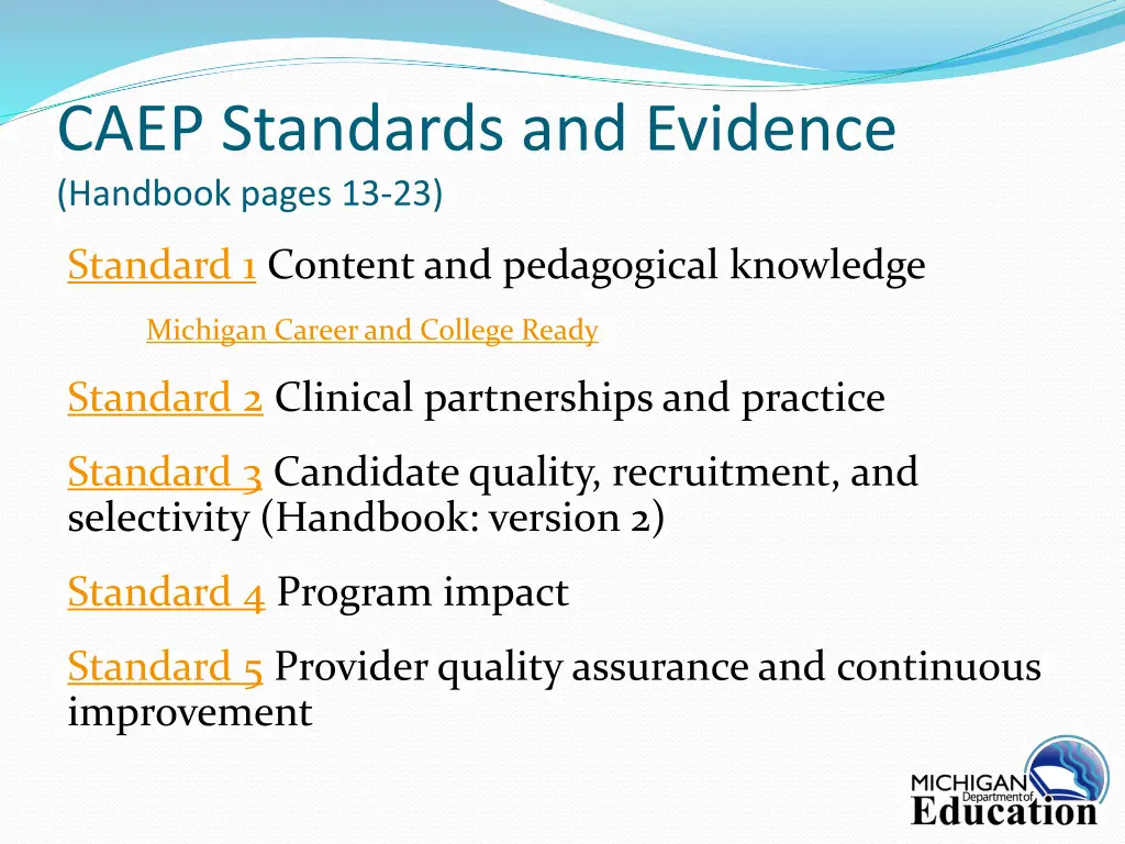 caep standards and evidence handbook pages 13 23