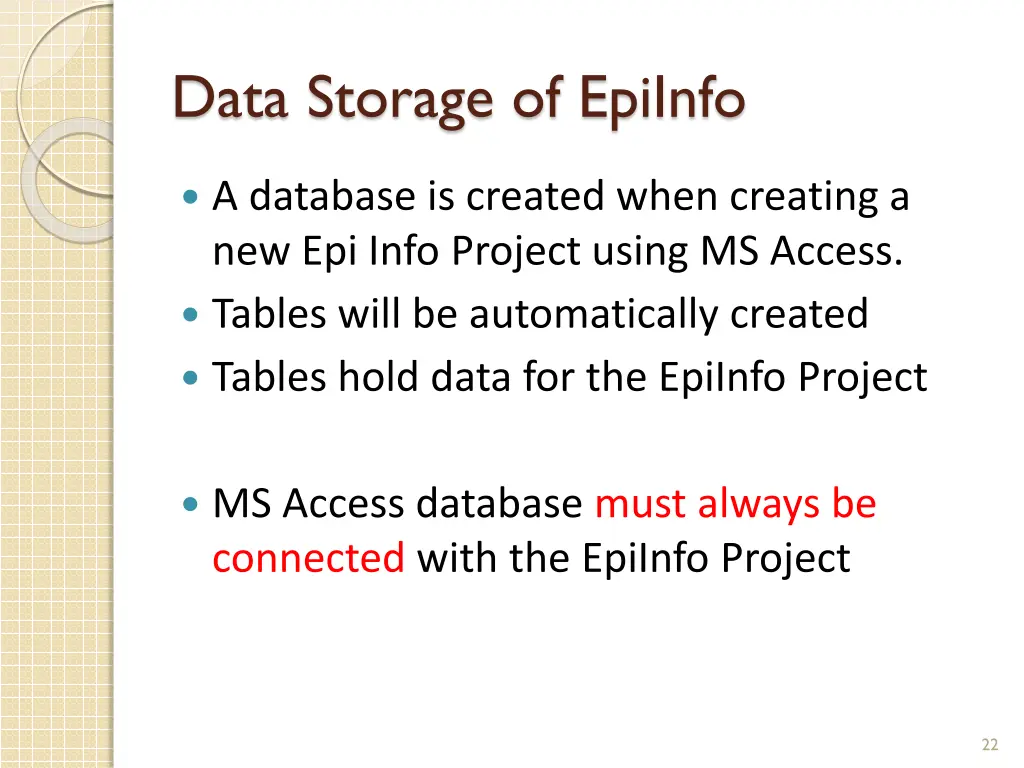 data storage of epiinfo