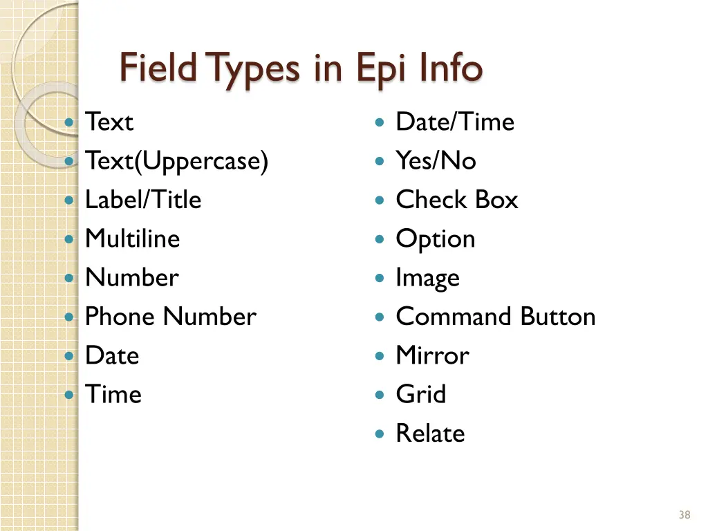 field types in epi info