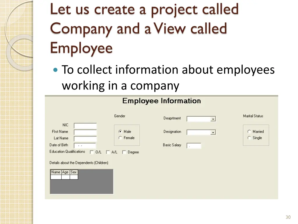 let us create a project called company and a view