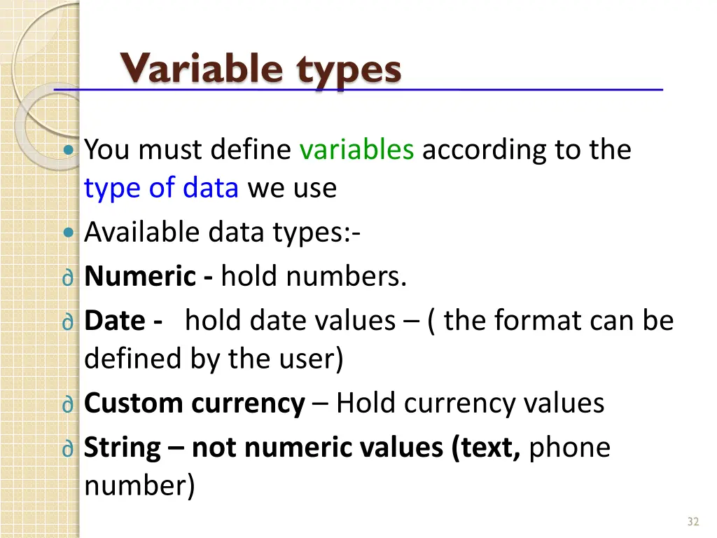 variable types
