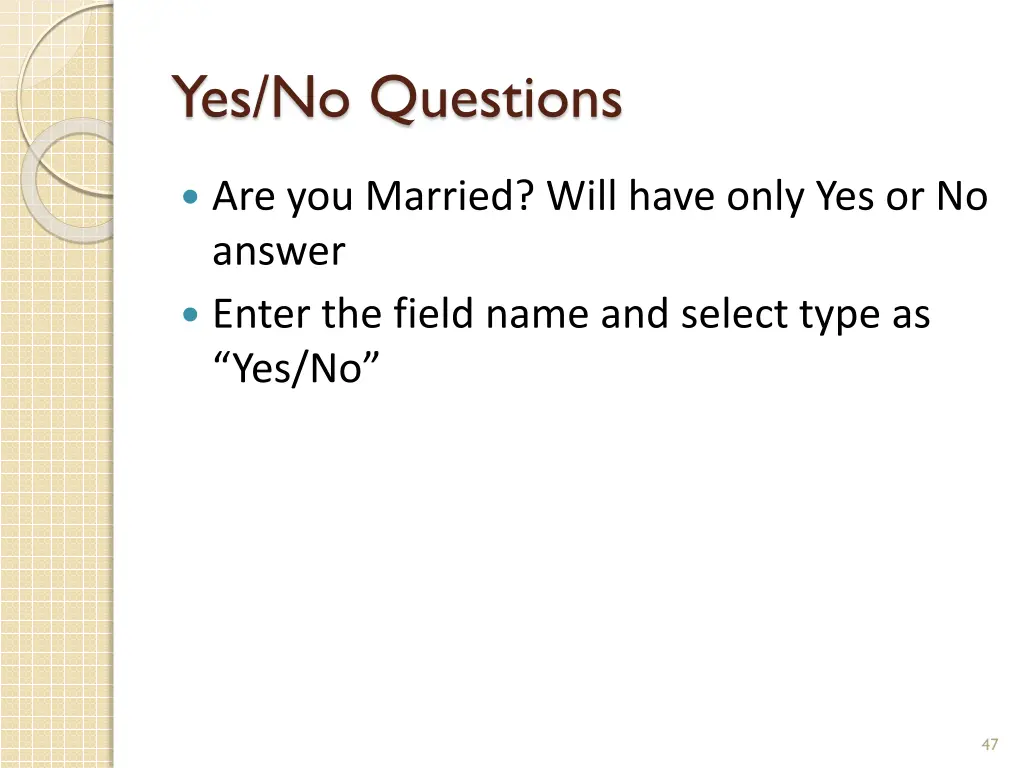 yes no questions