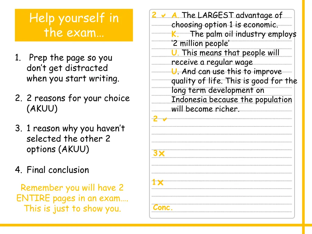 help yourself in the exam