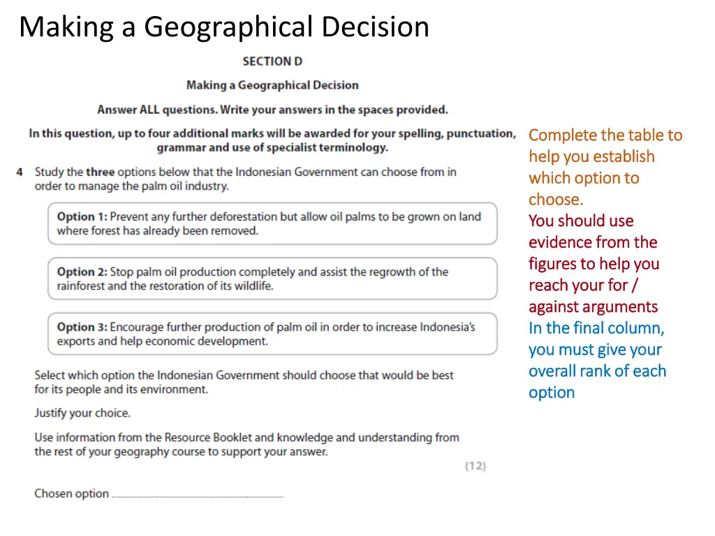 making a geographical decision