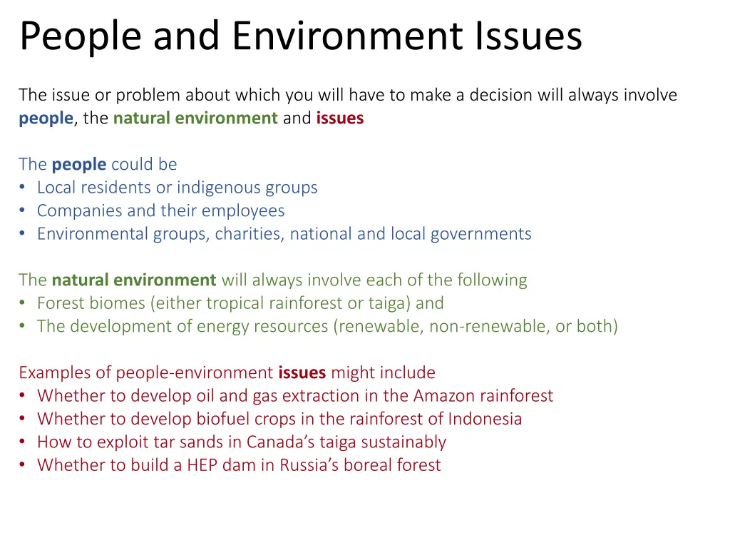 people and environment issues