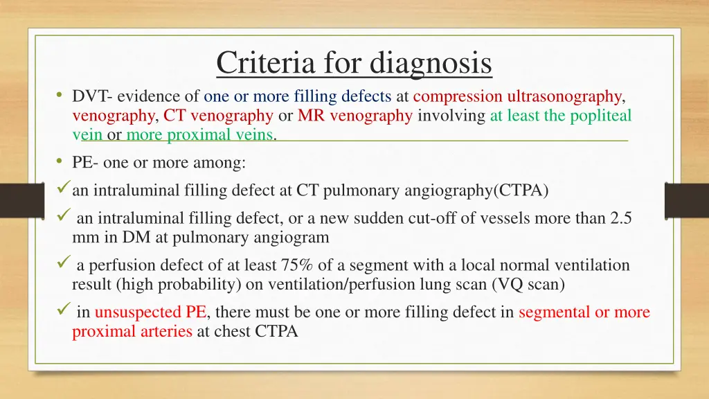 criteria for diagnosis