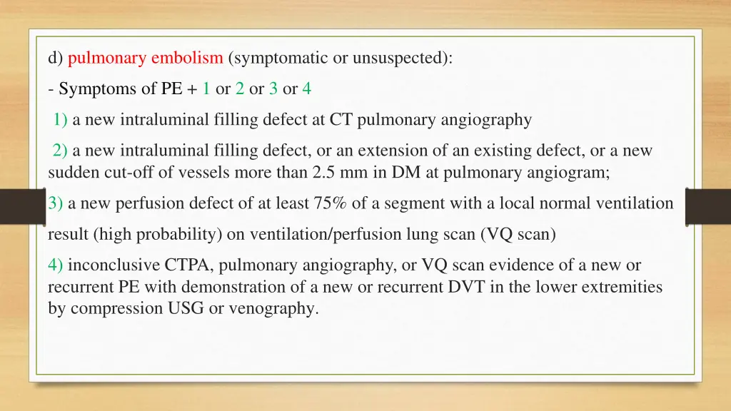d pulmonary embolism symptomatic or unsuspected