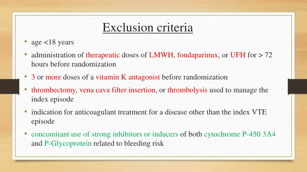 exclusion criteria