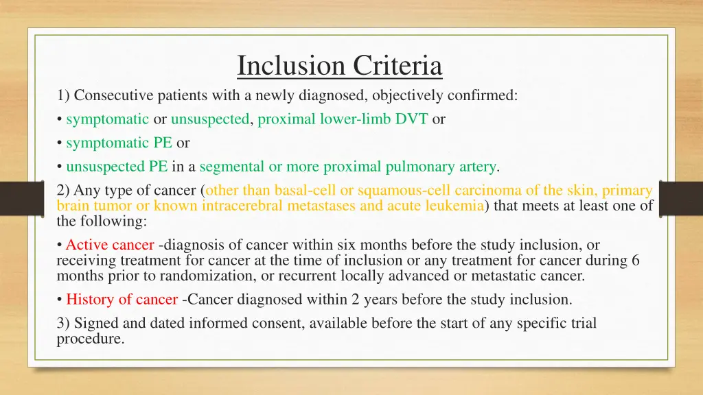 inclusion criteria