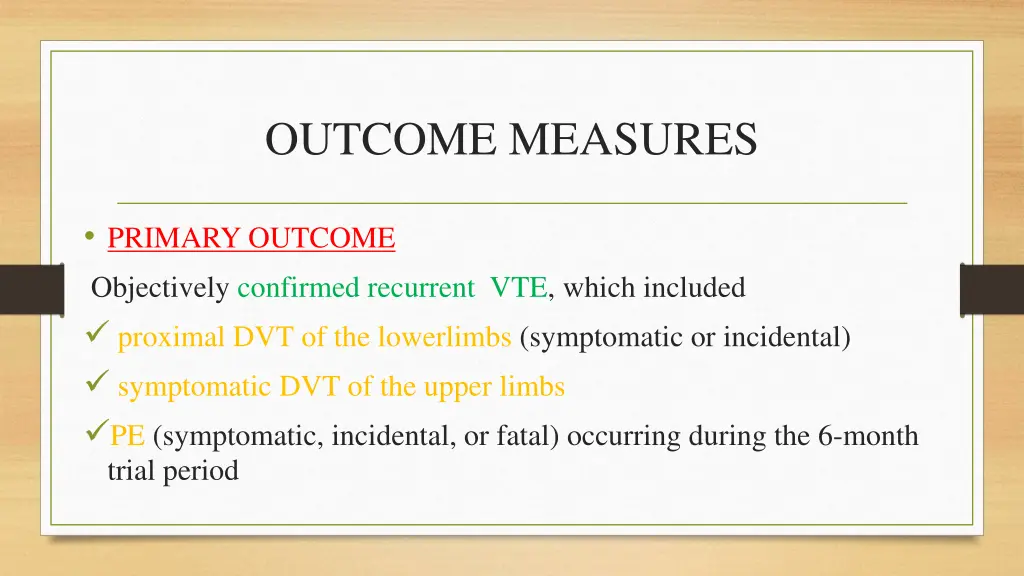 outcome measures