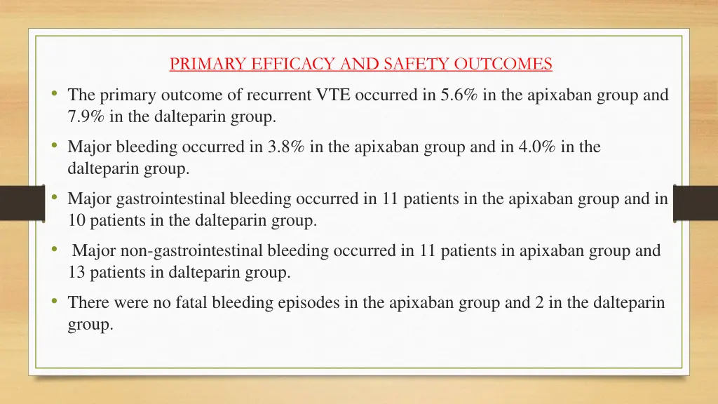 primary efficacy and safety outcomes the primary