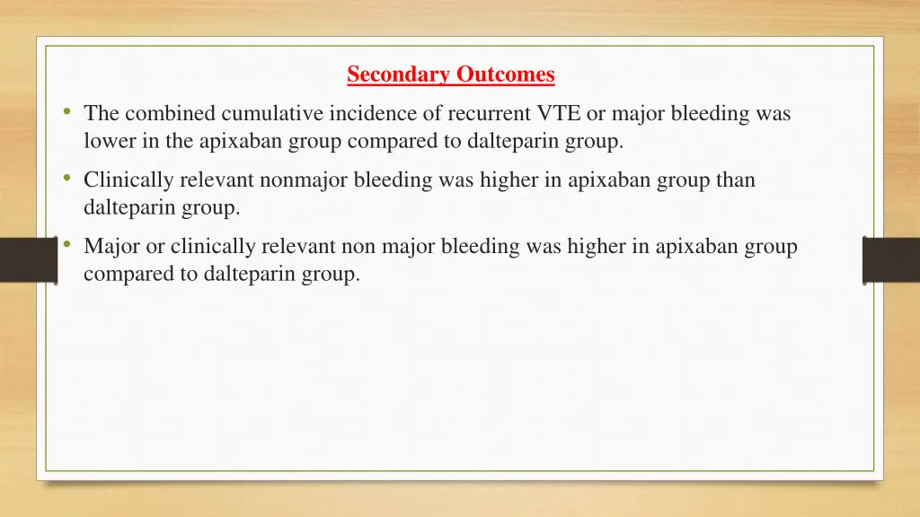 secondary outcomes