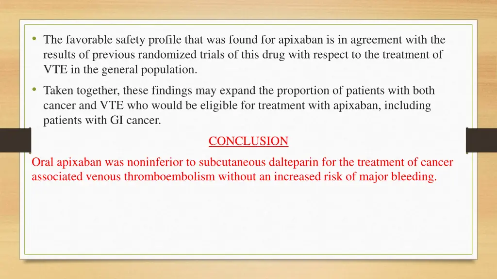 the favorable safety profile that was found