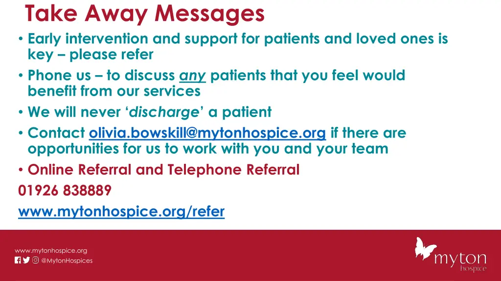 take away messages early intervention and support