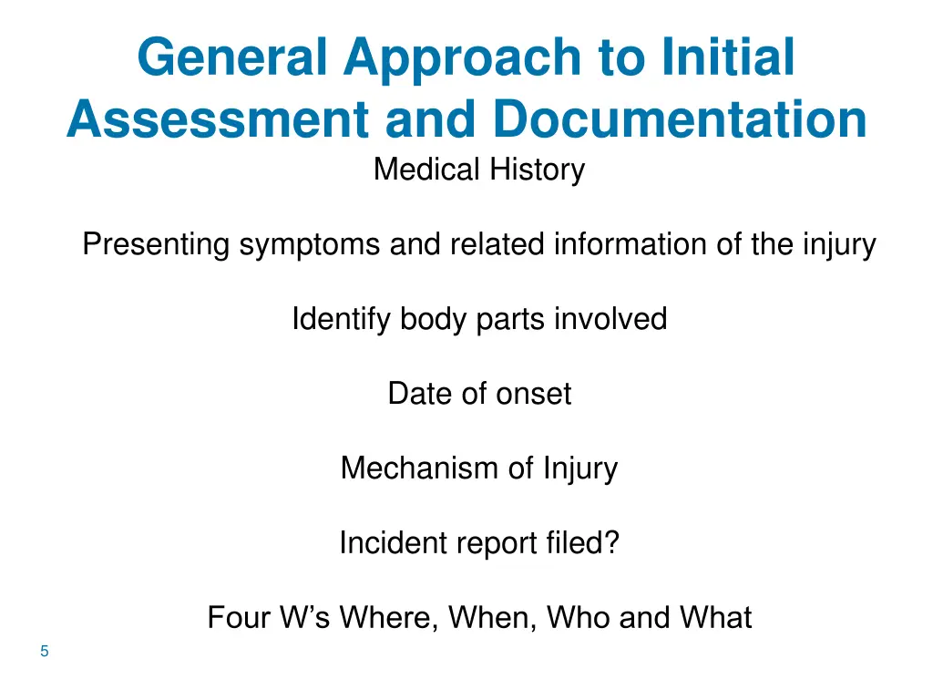 general approach to initial assessment