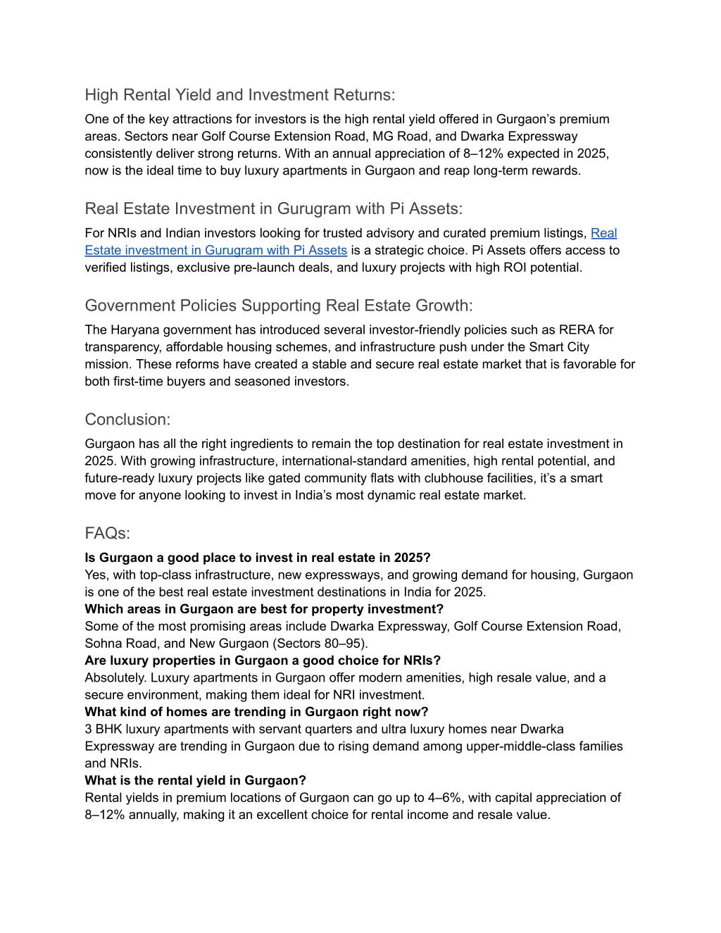 high rental yield and investment returns