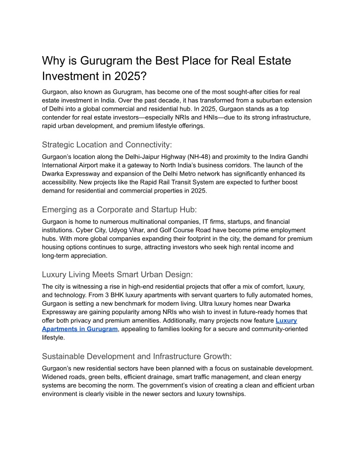 why is gurugram the best place for real estate
