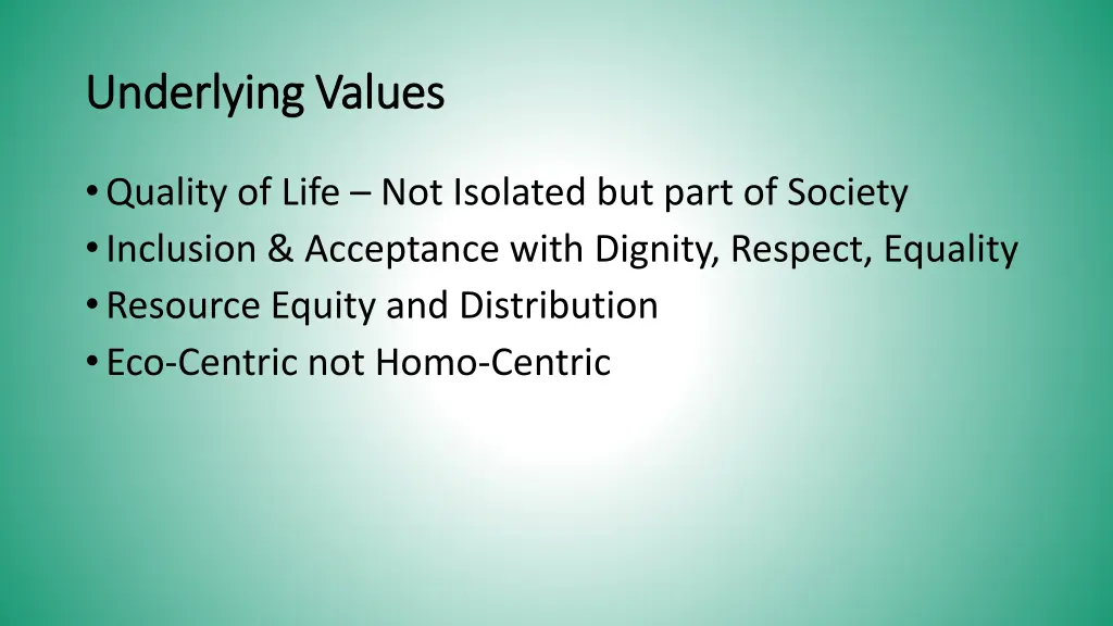 underlying values underlying values