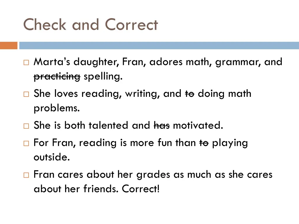 check and correct
