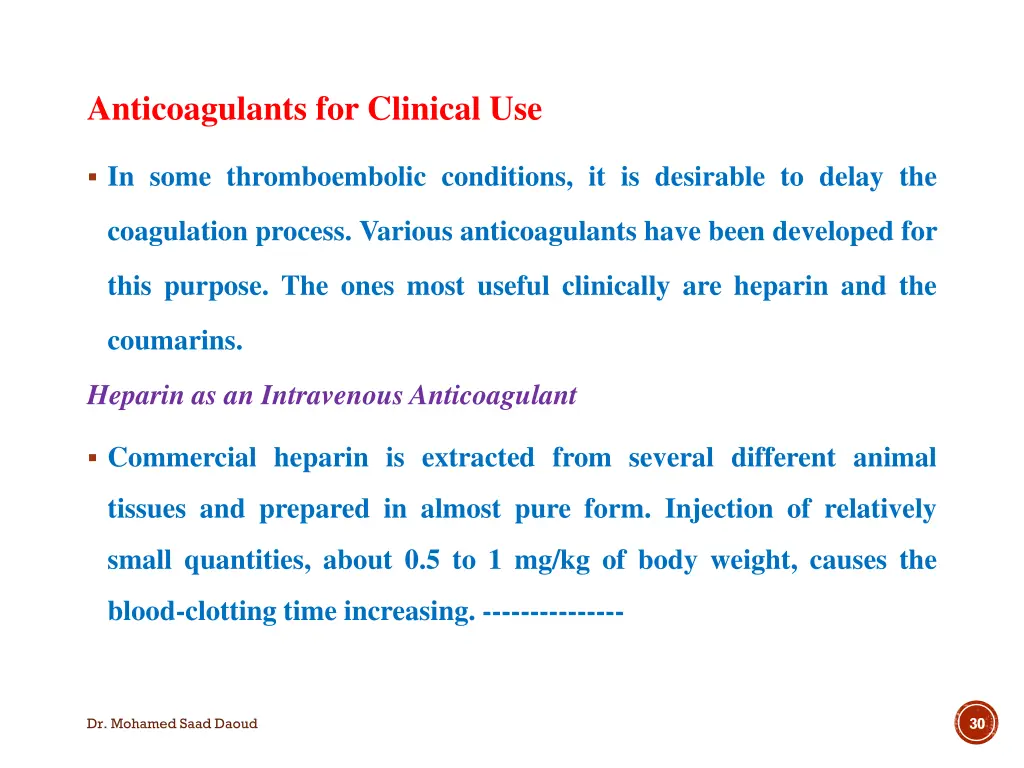 anticoagulants for clinical use