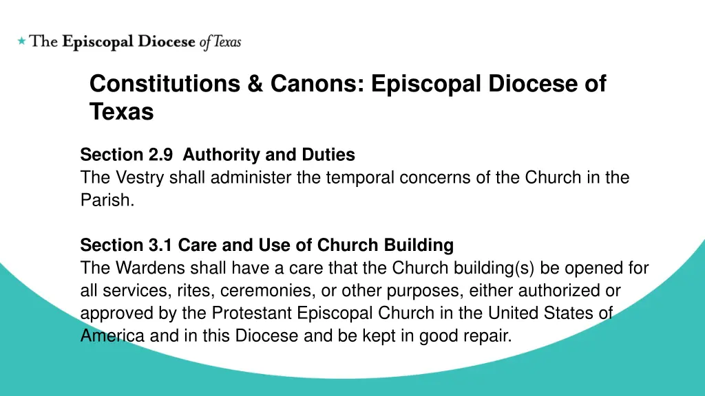 constitutions canons episcopal diocese of texas