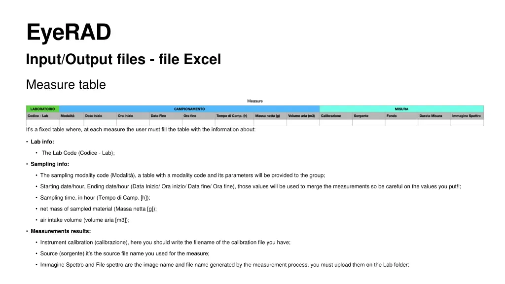 eyerad input output files file excel 1