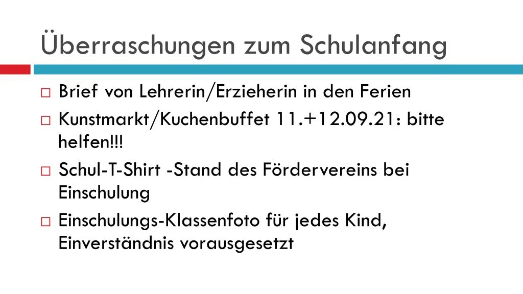 berraschungen zum schulanfang