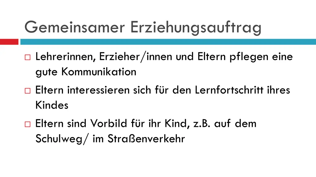 gemeinsamer erziehungsauftrag