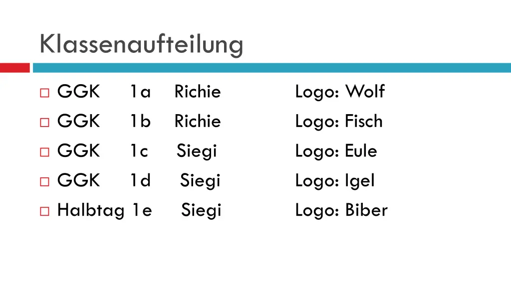klassenaufteilung