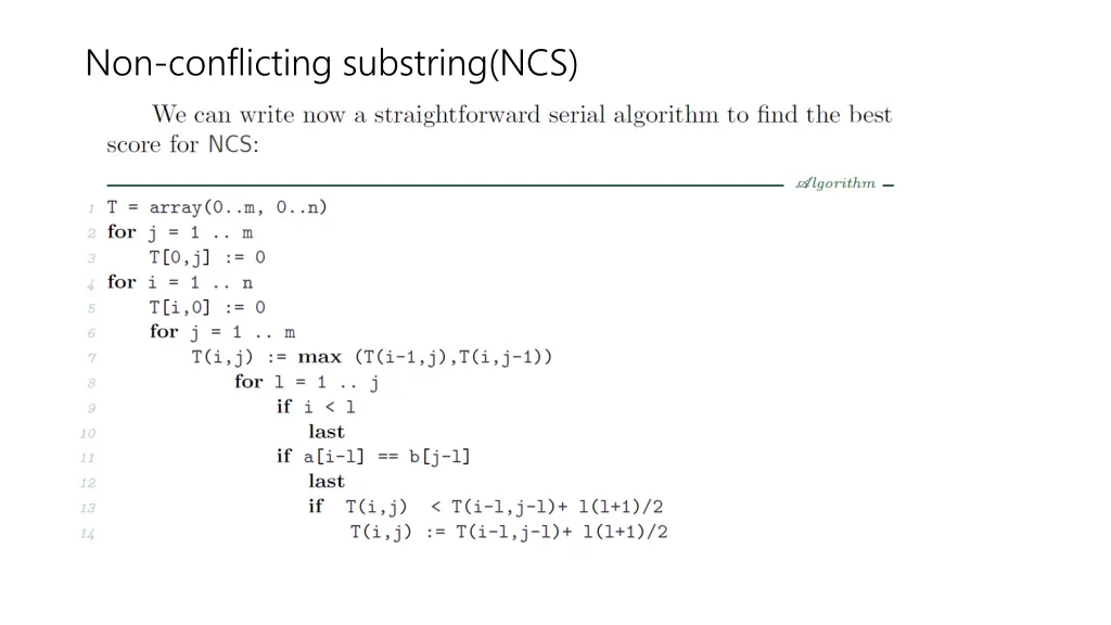 non conflicting substring ncs 12