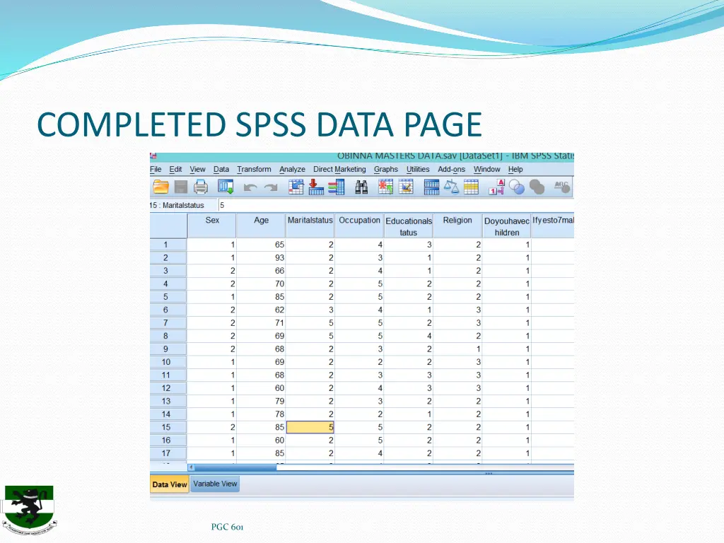 completed spss data page