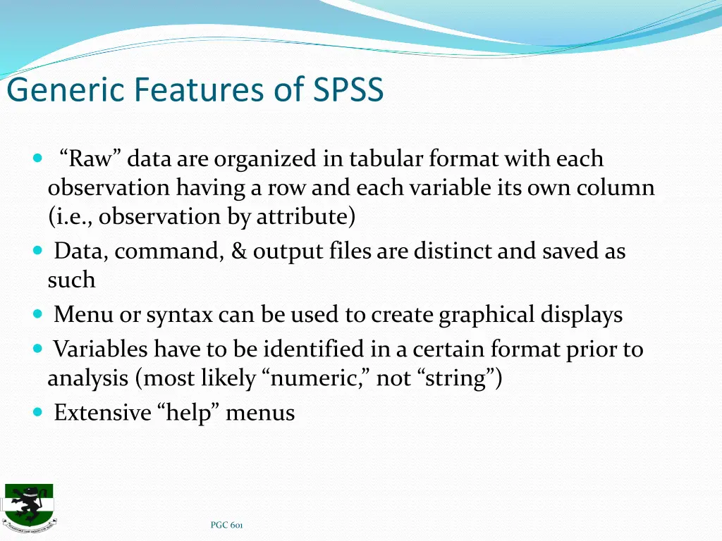 generic features of spss