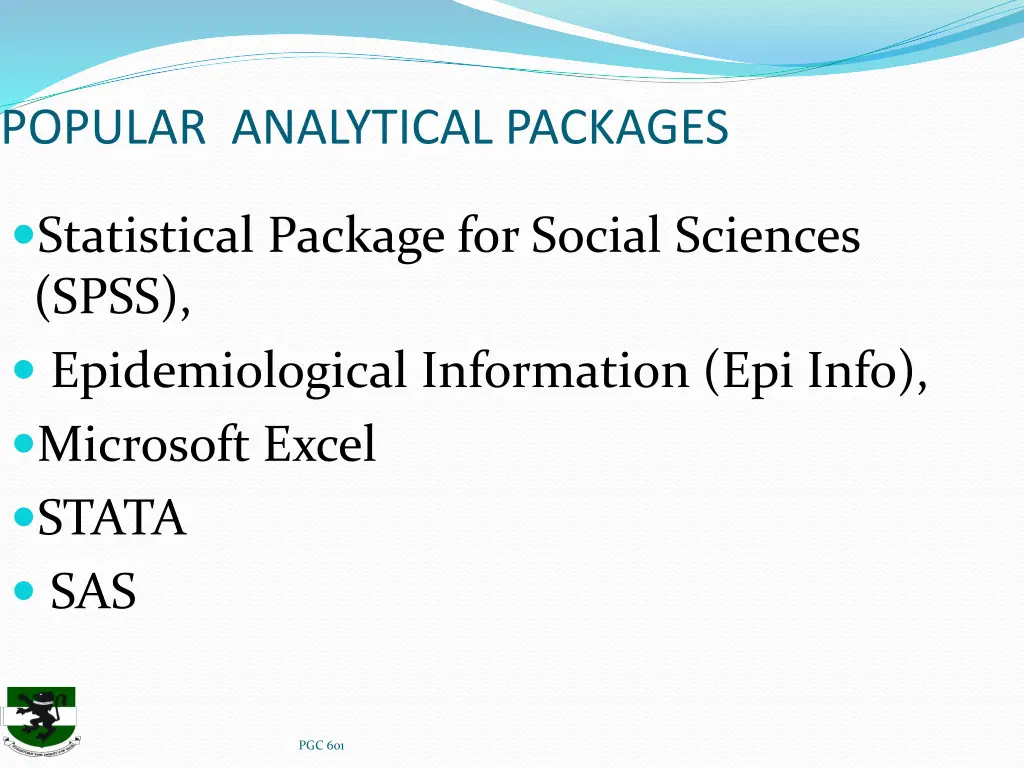 popular analytical packages