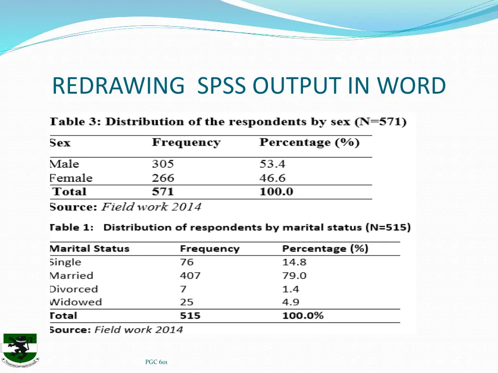 redrawing spss output in word