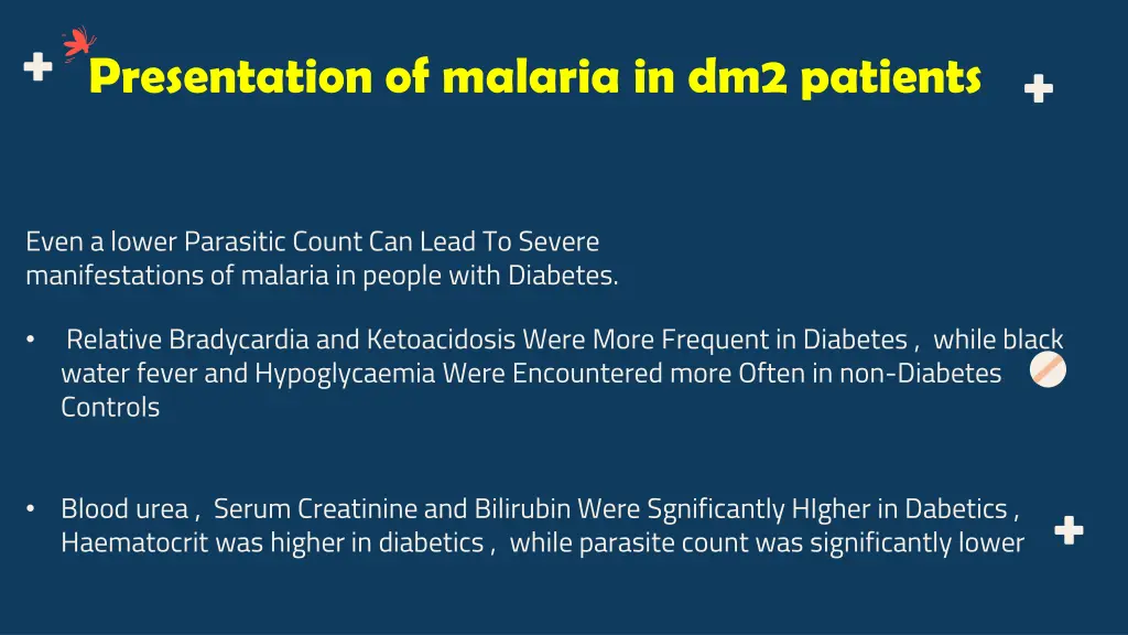 presentation of malaria in dm2 patients