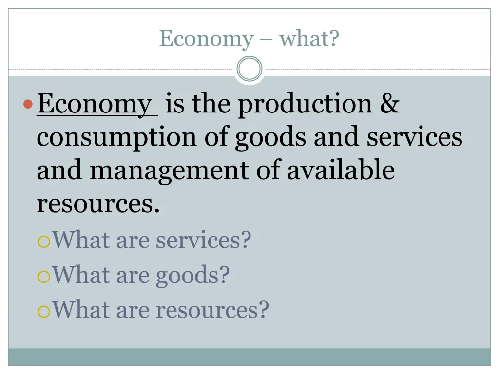 economy what