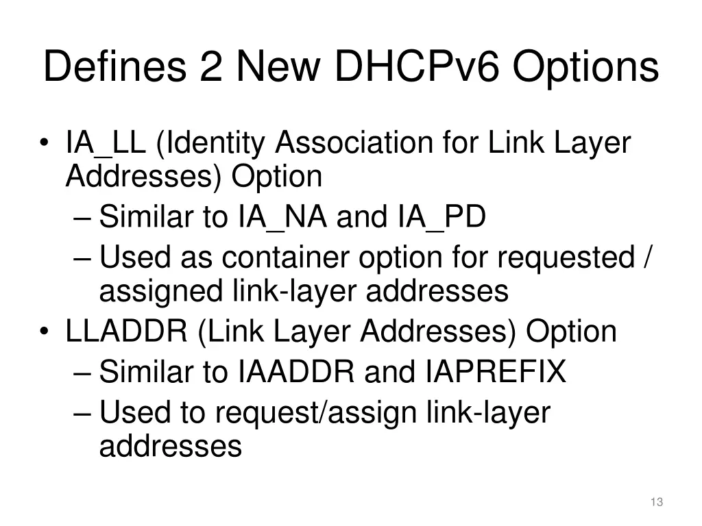 defines 2 new dhcpv6 options