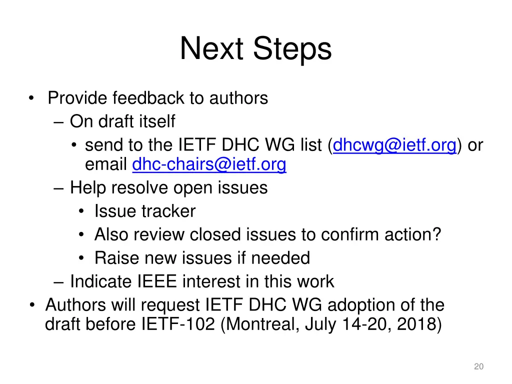 next steps