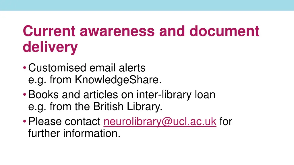 current awareness and document delivery