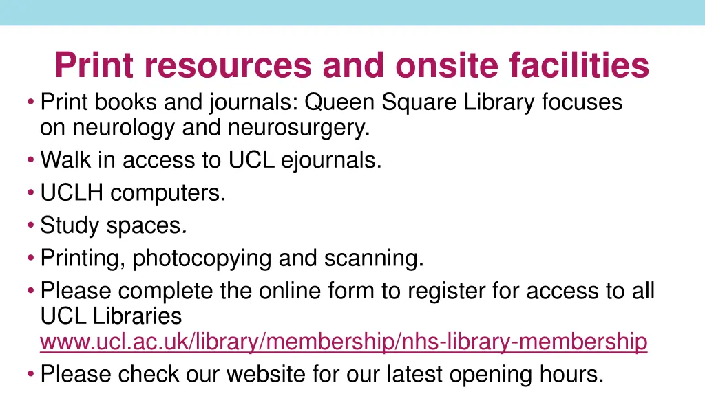 print resources and onsite facilities print books