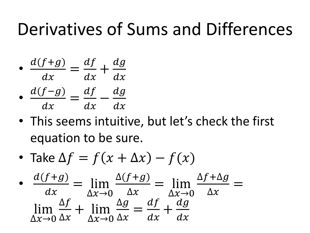 derivatives of sums and differences