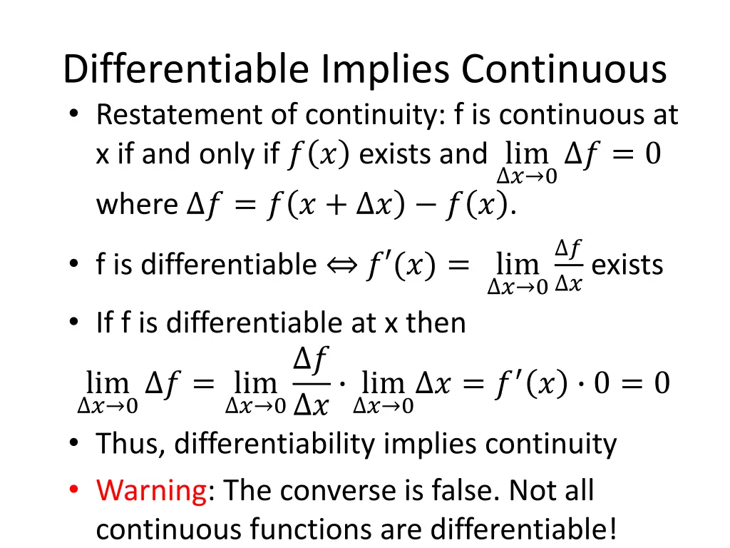 differentiable implies continuous restatement