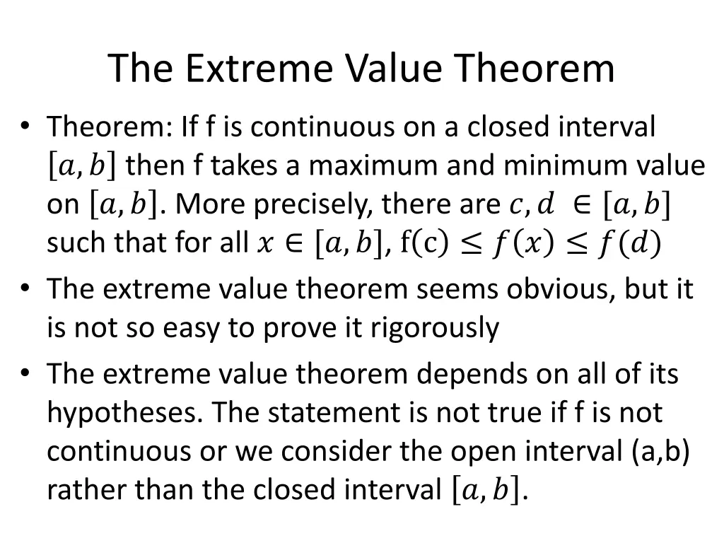 the extreme value theorem theorem