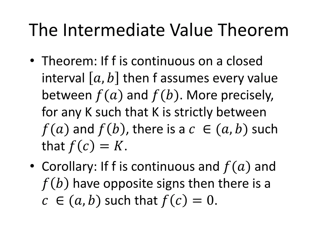the intermediate value theorem