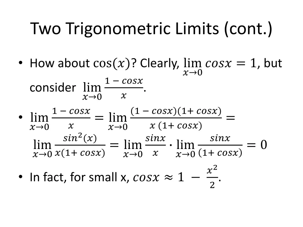 two trigonometric limits cont