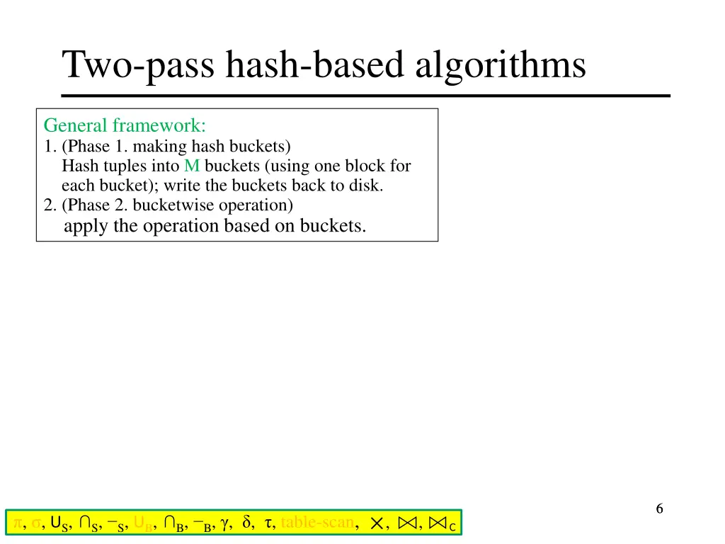 two pass hash based algorithms