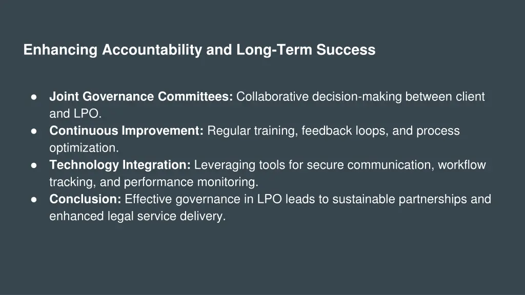 enhancing accountability and long term success